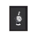 Quadro Espaço Sideral Alienígena na Lua Moldura Preta 33x43