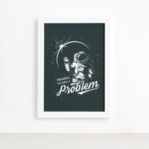 Quadro Espaço Astronauta Moldura Branca 22x32cm,Quadro Espaço Astronauta Moldura Branca 22x32cm