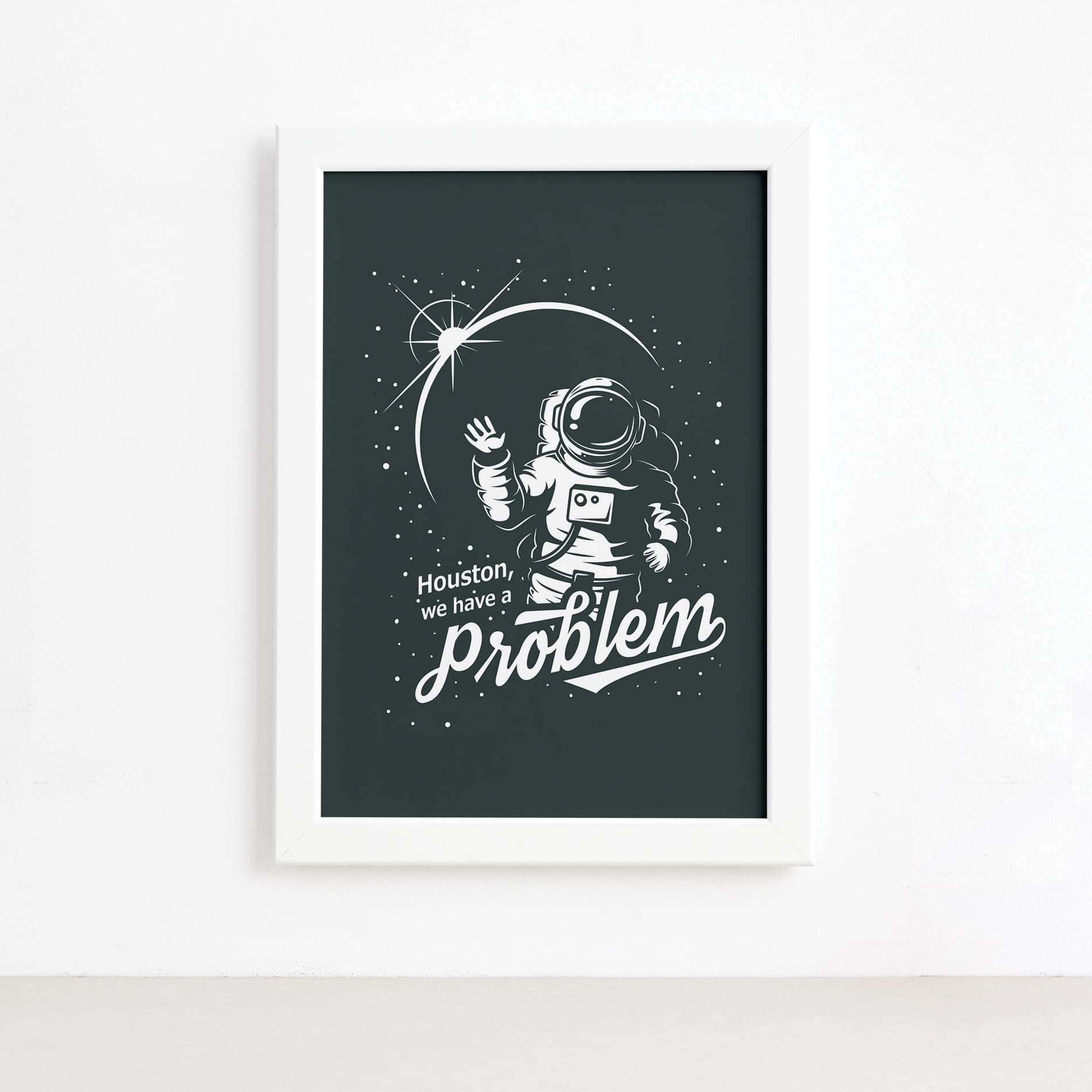 Quadro Espaço Astronauta Moldura Branca 22x32cm,Quadro Espaço Astronauta Moldura Branca 22x32cm