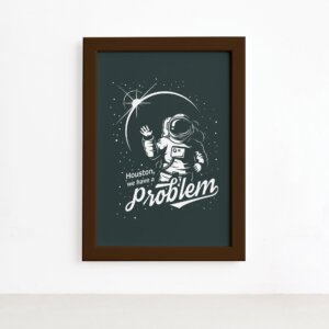 Quadro Espaço Astronauta Moldura Marrom 22x32cm,Quadro Espaço Astronauta Moldura Marrom 22x32cm