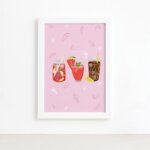 Quadro Cozinha Bebidas Refrescantes Moldura Branca 22x32cm