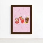 Quadro Cozinha Bebidas Refrescantes Moldura Marrom 22x32cm