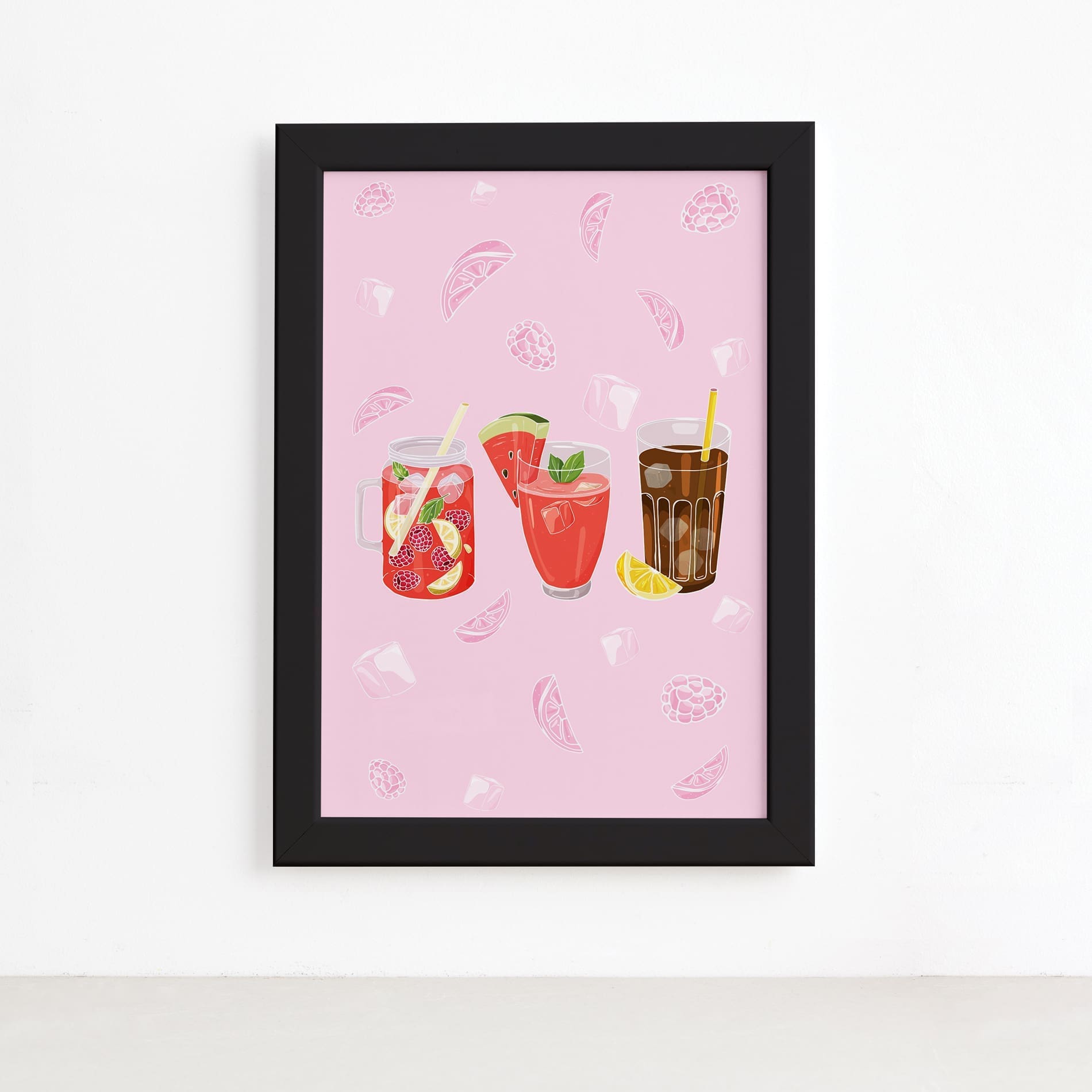 Quadro Cozinha Bebidas Refrescantes Moldura Preta 22x32cm,Quadro Cozinha Bebidas Refrescantes Moldura Preta 22x32cm