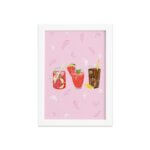 Quadro Cozinha Bebidas Refrescantes Moldura Branca 33x43cm