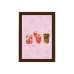 Quadro Cozinha Bebidas Refrescantes Moldura Marrom 33x43cm