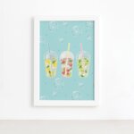 Quadro para Cozinha Bebidas Tropicais Moldura Branca 22x32cm