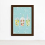 Quadro para Cozinha Bebidas Tropicais Moldura Marrom 22x32cm