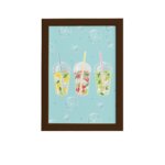 Quadro para Cozinha Bebidas Tropicais Moldura Marrom 33x43cm