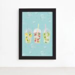 Quadro para Cozinha Bebidas Tropicais Moldura Preta 22x32cm