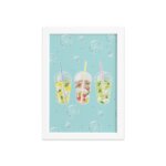 Quadro para Cozinha Bebidas Tropicais Moldura Branca 33x43cm