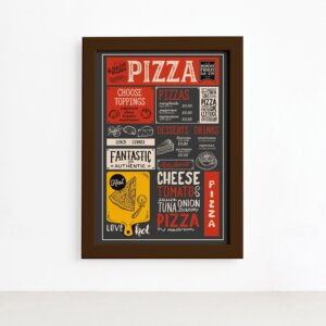 Quadro Frase Pizza Diversas Moldura Marrom 22x32cm,Quadro Frase Pizza Diversas Moldura Marrom 22x32cm