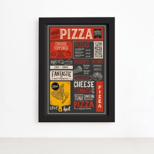 Quadro Frase Pizza Diversas Moldura Preta 22x32cm,Quadro Frase Pizza Diversas Moldura Preta 22x32cm