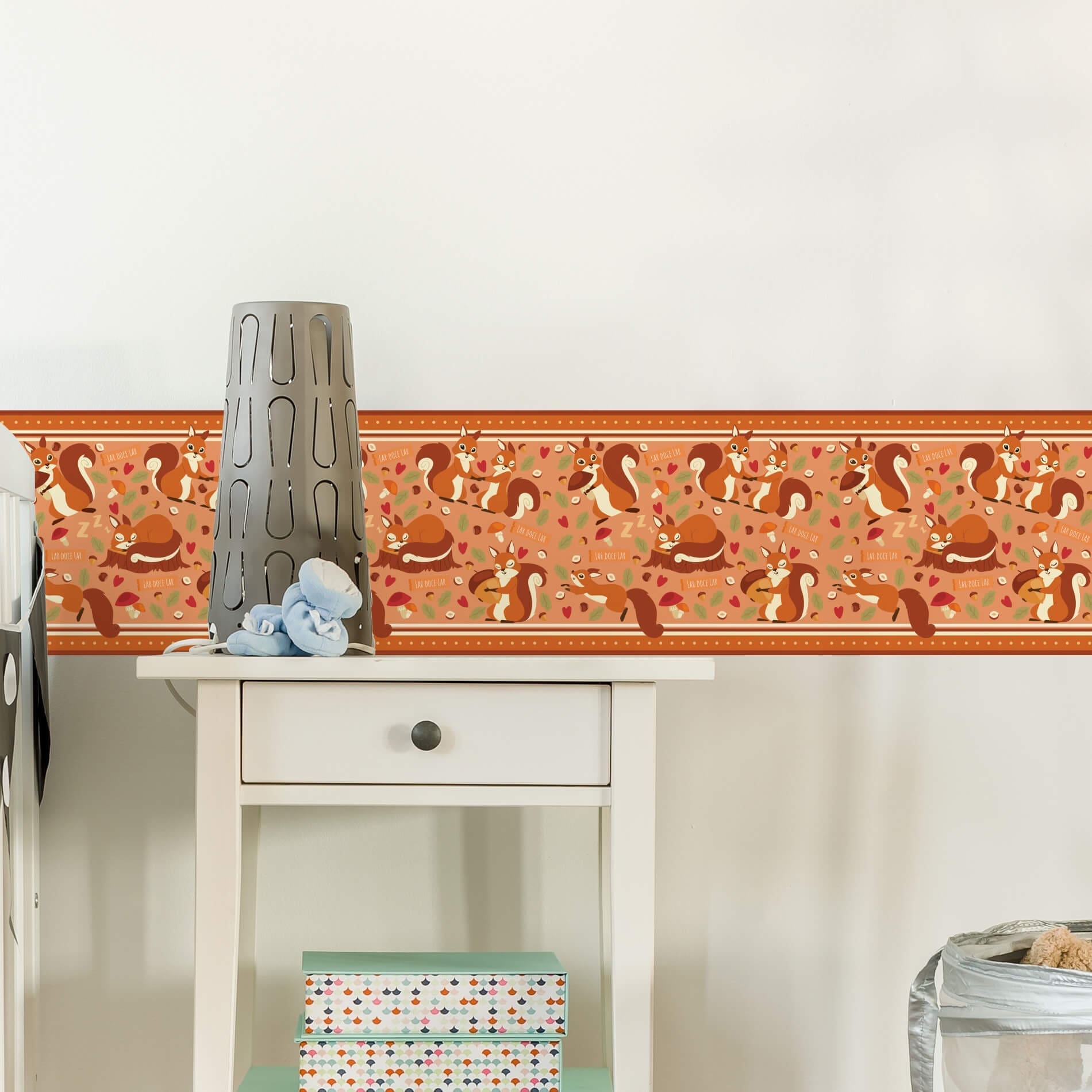 Faixa Decorativa de Parede Infantil Esquilos 15cmx3m