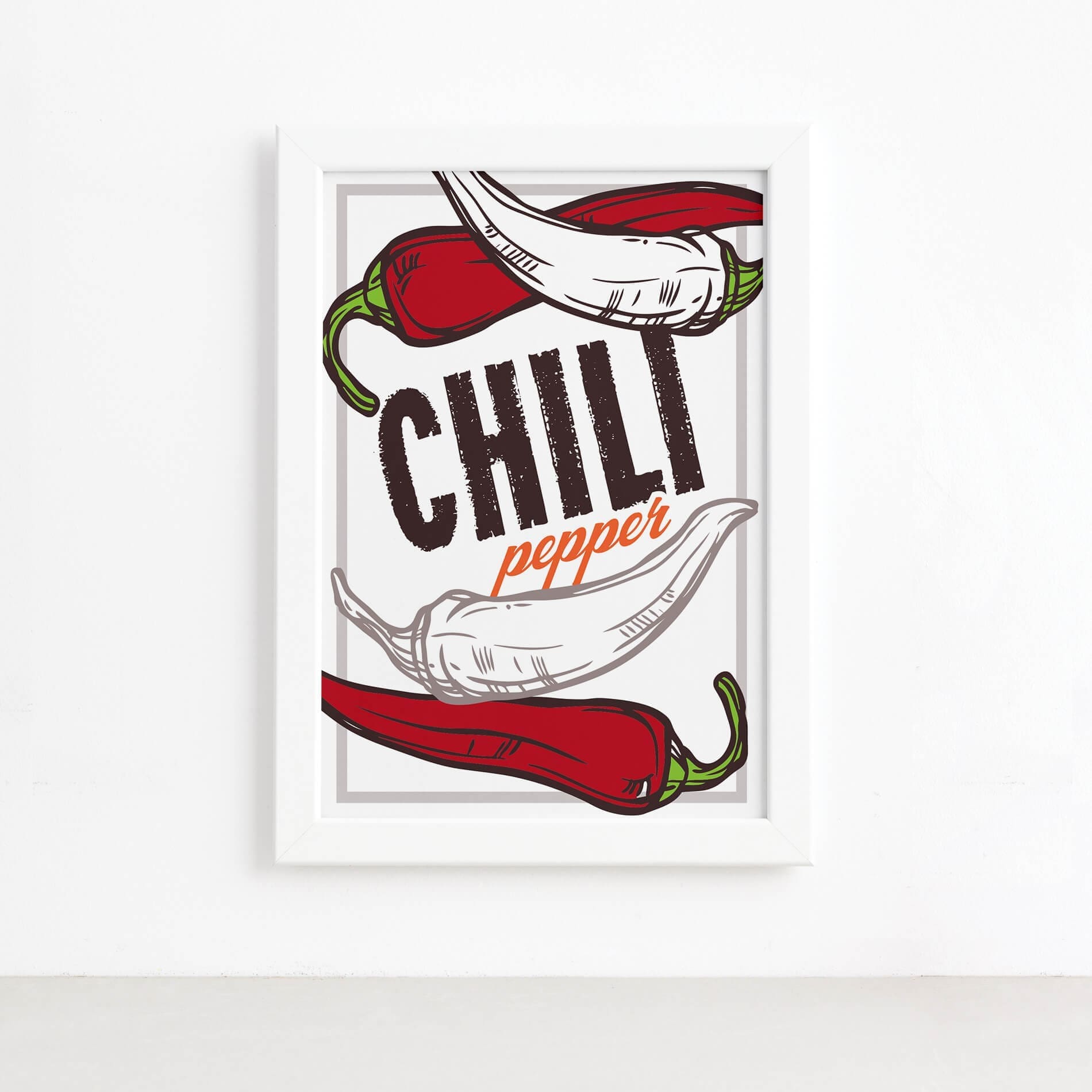 Quadro Cozinha Tempero Chili Pepper Moldura Branca 22x32cm,Quadro Cozinha Tempero Chili Pepper Moldura Branca 22x32cm