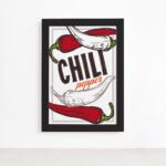Quadro Cozinha Tempero Chili Pepper Moldura Preta 22x32cm