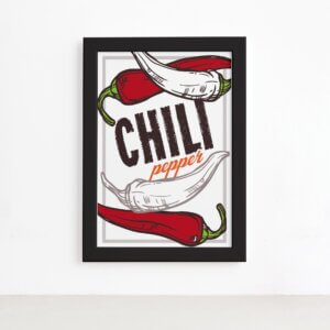 Quadro Cozinha Tempero Chili Pepper Moldura Preta 22x32cm,Quadro Cozinha Tempero Chili Pepper Moldura Preta 22x32cm