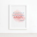 Quadro Frase Bíblica 1 Corintios 13:13 Moldura Branca 22x32