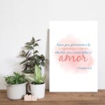 Placa Decorativa Frase Bíblica 1 Corintios 13:13 30x40cm