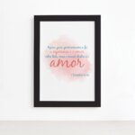 Quadro Frase Bíblica 1 Corintios 13:13 Moldura Preta 22x32cm