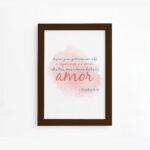 Quadro Frase Bíblica 1 Corintios 13:13 Moldura Marrom 33x43