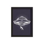 Quadro Espaço Sideral Disco Voador Moldura Preta 33x43cm