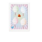 Quadro Infantil Infantil Algodão Doce Moldura Branca 22x32cm