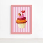 Quadro Infantil Cup Cake Moldura Rosa 22x32cm