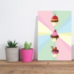 Placa Decorativa Cup Cake Trio 30x40cm