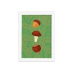 Quadro Infantil Esquilo Cogumelo Moldura Branca 33x43cm
