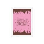 Quadro Cozinha Chocolate Felicidade Moldura Branca 33x43cm