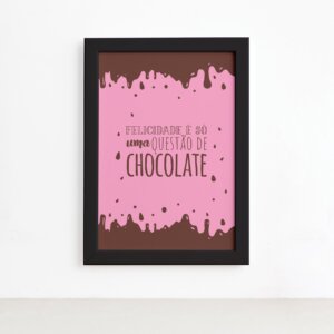 Quadro Cozinha Chocolate Felicidade Moldura Preta 22x32cm,Quadro Cozinha Chocolate Felicidade Moldura Preta 22x32cm