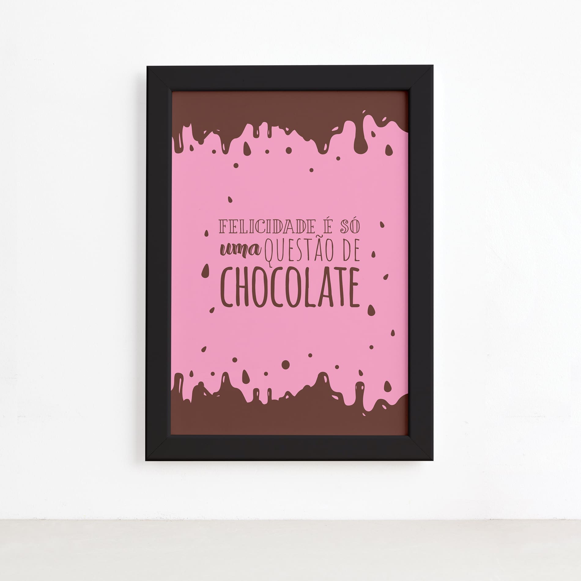 Quadro Cozinha Chocolate Felicidade Moldura Preta 22x32cm,Quadro Cozinha Chocolate Felicidade Moldura Preta 22x32cm