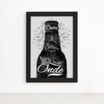 Quadro Frase Boteco Garrafa Moldura Preta 22x32cm