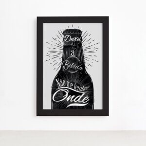 Quadro Frase Boteco Garrafa Moldura Preta 22x32cm