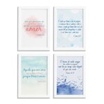 Quadros Frases Bíblicas Quarto de Casal Moldura Branca 33x43cm Kit4un