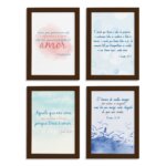 Quadros Frases Bíblicas Moldura Marrom 33x43cm Kit4un