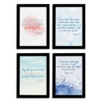 Quadros Frases Bíblicas Moldura Preta 33x43cm Kit4un