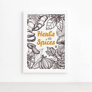 Quadro Tempero Cozinha Herbs and Spices Moldura Branca 22x32,Quadro Tempero Cozinha Herbs and Spices Moldura Branca 22x32