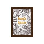 Quadro Tempero Cozinha Herbs and Spices Moldura Marrom 33x43