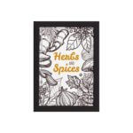 Quadro Tempero Cozinha Herbs and Spices Moldura Preta 33x43
