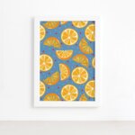 Quadro Frutas Coloridas Laranjas Moldura Branca 22x32cm