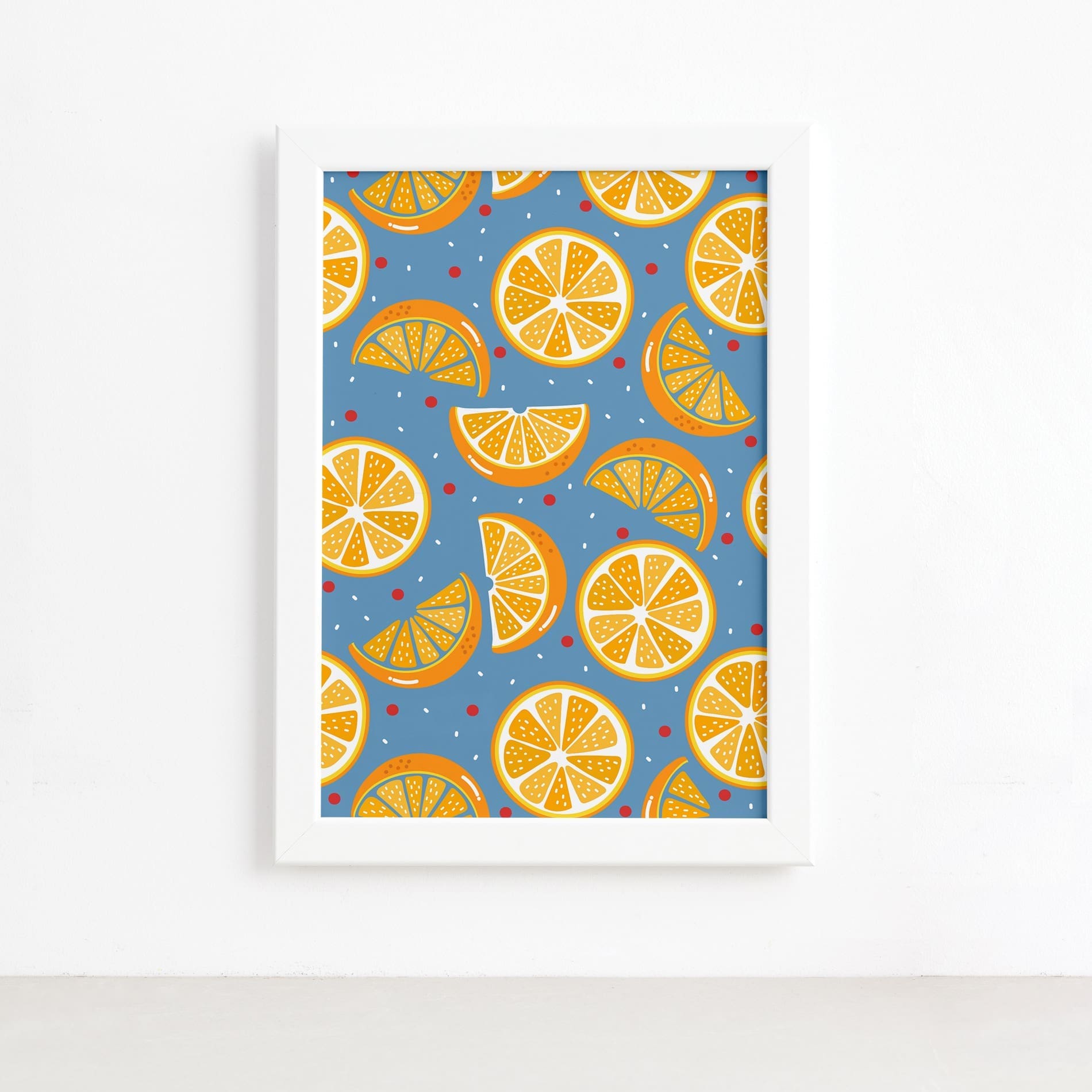 Quadro Frutas Coloridas Laranjas Moldura Branca 22x32cm,Quadro Frutas Coloridas Laranjas Moldura Branca 22x32cm