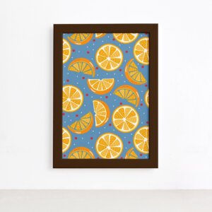 Quadro Frutas Coloridas Laranjas Moldura Marrom 22x32cm,Quadro Frutas Coloridas Laranjas Moldura Marrom 22x32cm