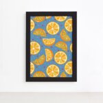 Quadro Frutas Coloridas Laranjas Moldura Preta 22x32cm