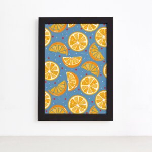 Quadro Frutas Coloridas Laranjas Moldura Preta 22x32cm,Quadro Frutas Coloridas Laranjas Moldura Preta 22x32cm