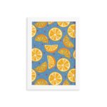 Quadro Frutas Coloridas Laranjas Moldura Branca 33x43cm