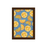 Quadro Frutas Coloridas Laranjas Moldura Marrom 33x43cm