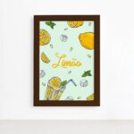 Quadro Frutas Cozinha Limão Moldura Marrom 22x32cm