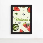 Quadro Melancia Decorativo Frutas Moldura Preta 22x32cm