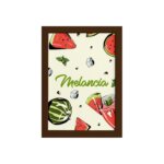 Quadro Melancia Decorativo Frutas Moldura Marrom 33x43cm